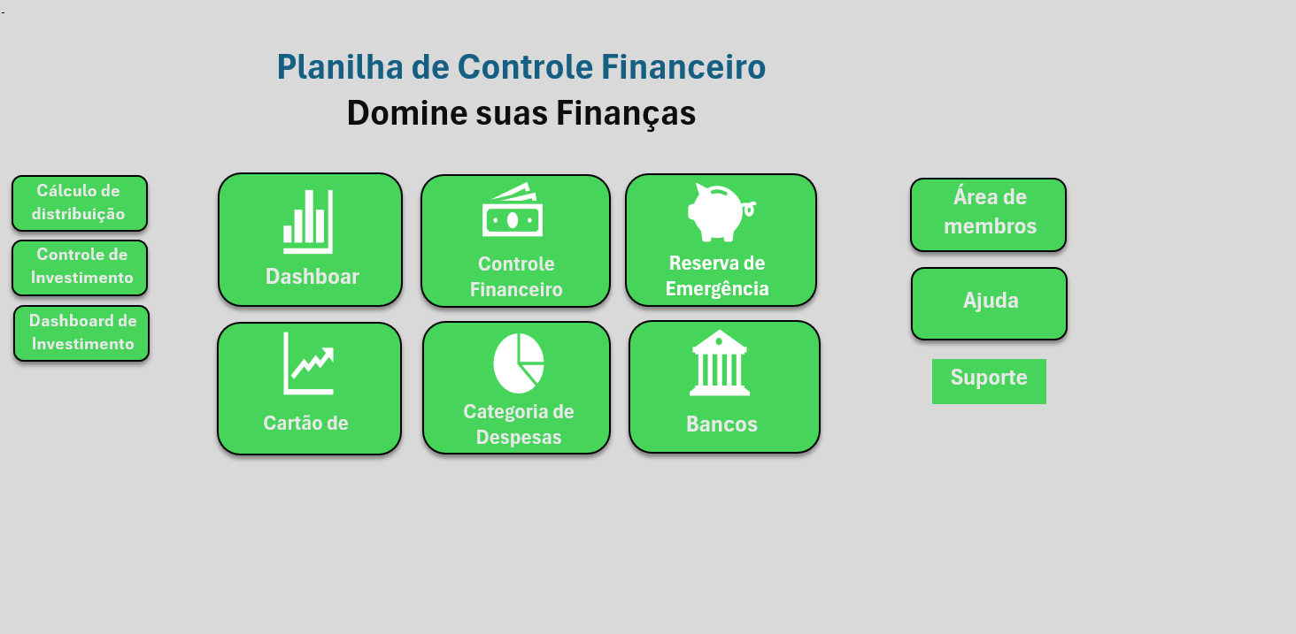 Menu Principal da Planilha